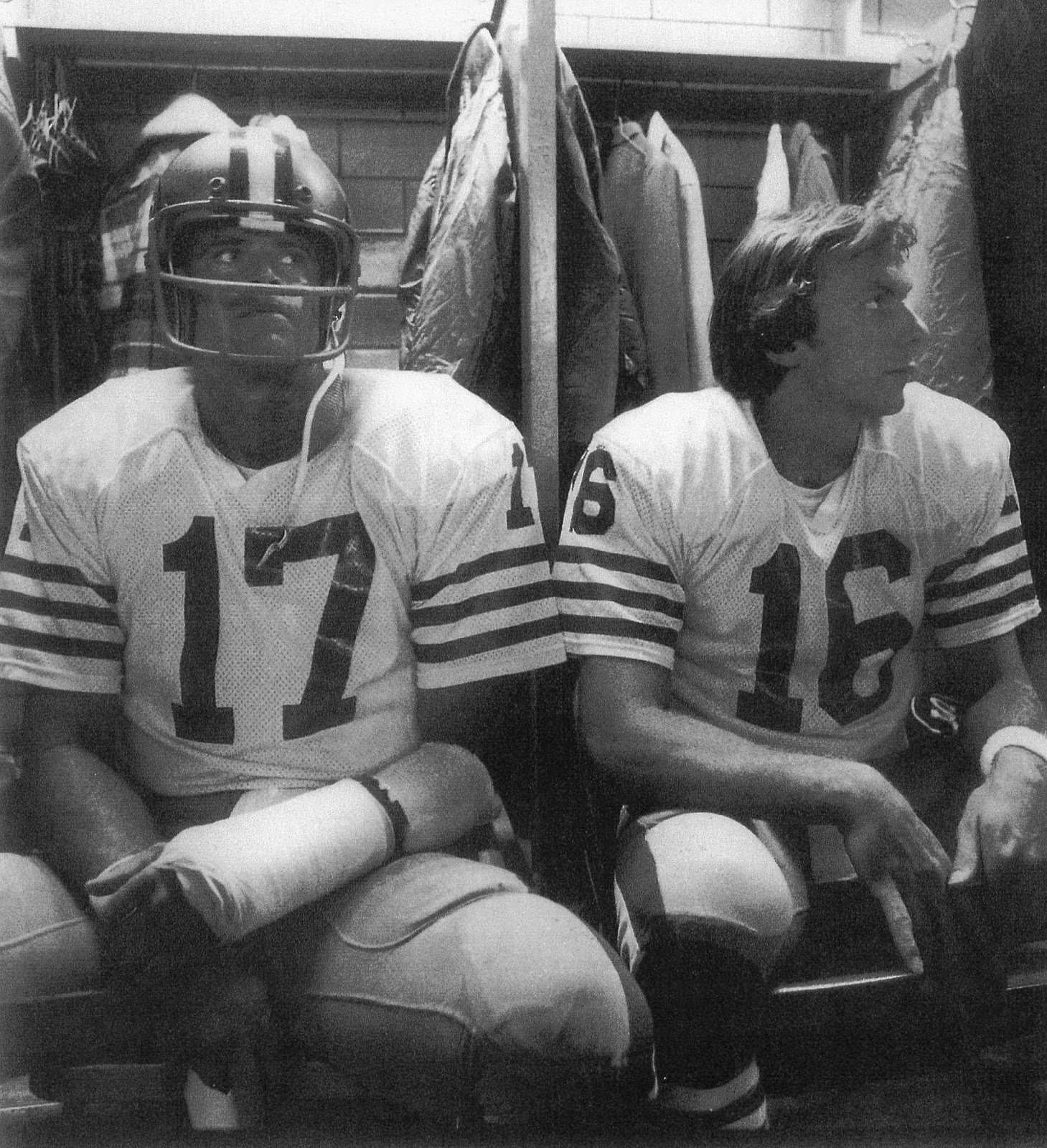 Joe Montana in the locker room